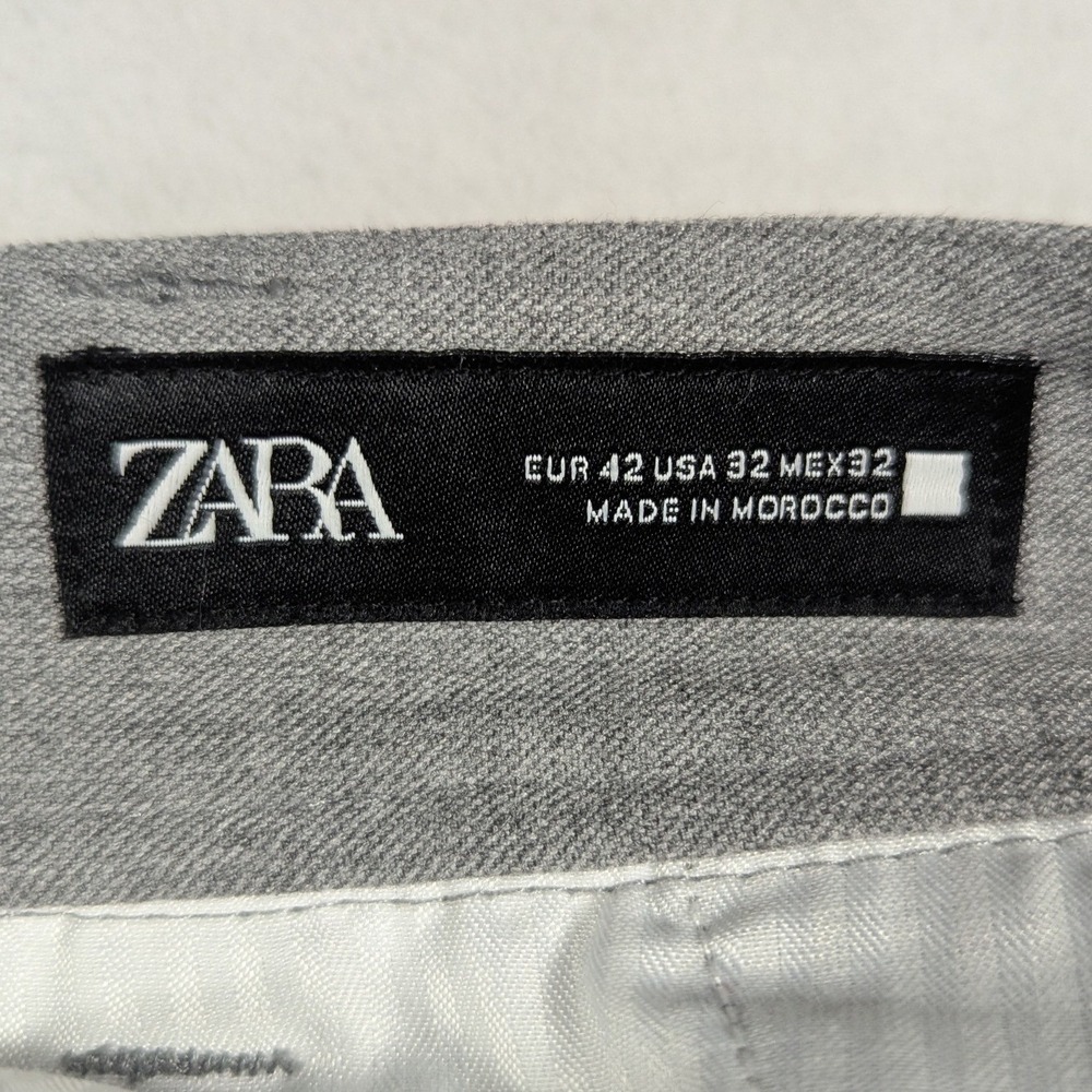 Zara Man Gray Flat Front Dress Pants Trousers Mens USA 32 Made in Morocco - Picture 7 of 8